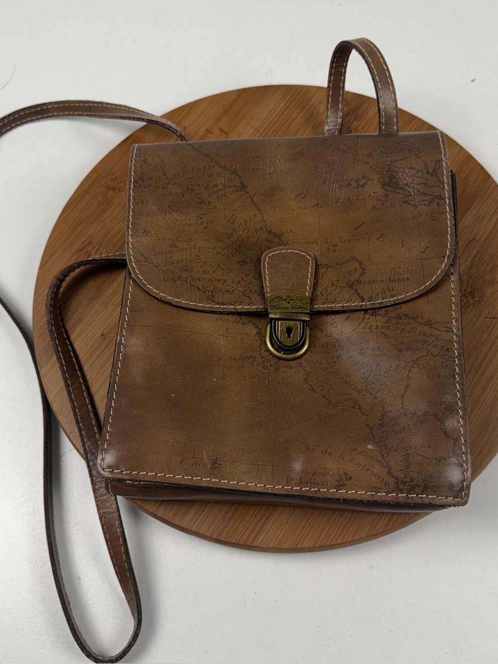 Patricia Nash Map Print Cross-Body Leather Bag